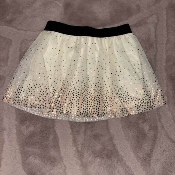 NEW Girl’s Sparkly Star Skirt-White with Gold Speckles - Picture 1 of 4